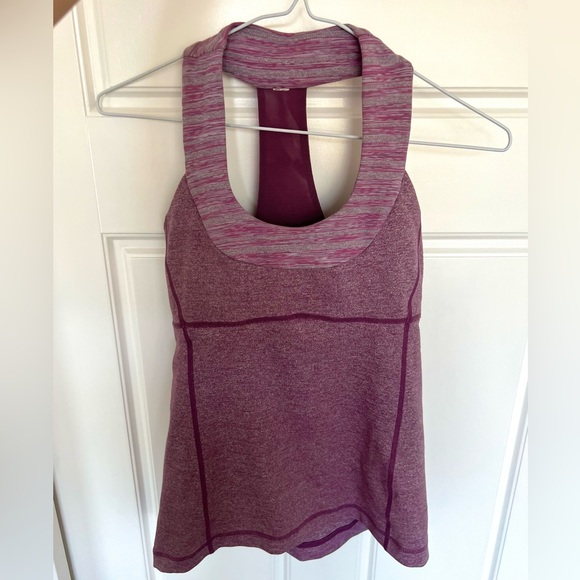 Lululemon Scoop Neck Mesh Racerback Purple Yoga Tank Top Size 4 - Picture 1 of 3